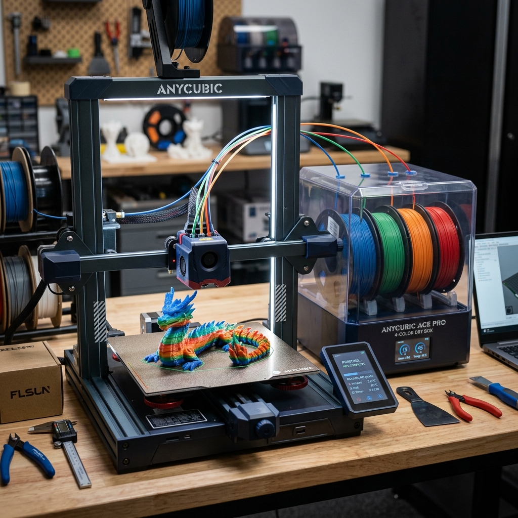 Anycubic Kobra 3 with ACE Pro active multi-color 3D printing system